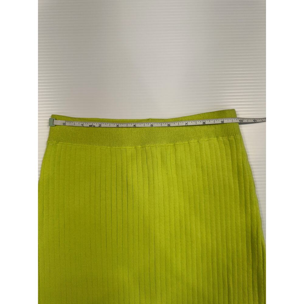 NWT Free People Skyline Midi Skirt Neon Lime Ribbed Knit Bodycon Slit S Bright - Picture 13 of 16